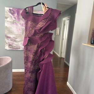 Elegant Purple Ruffled Gown